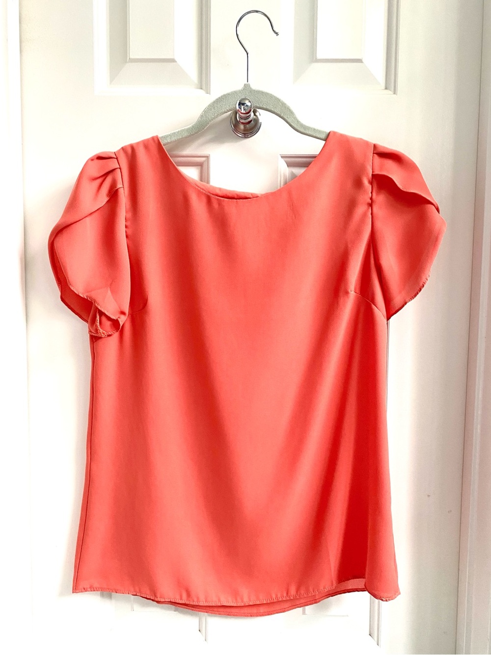 Coral Puff Sleeve Blouse